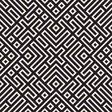 Simetrik çizgileri kafes ile geometrik etnik köken. Vektör soyut Seamless Modeli.