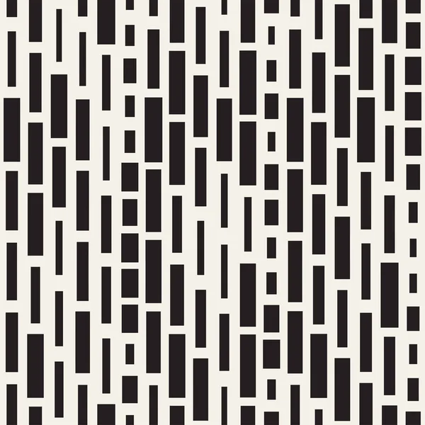 Vektor nahtlose schwarz-weiße unregelmäßige Strich-Rechtecke Gittermuster. abstrakte geometrische Hintergrundgestaltung — Stockvektor
