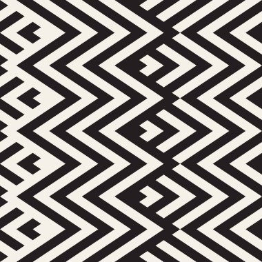 Soyut zikzak paralel çizgiler. Vektör Seamless modeli. Yinelenen tek renkli arka plan