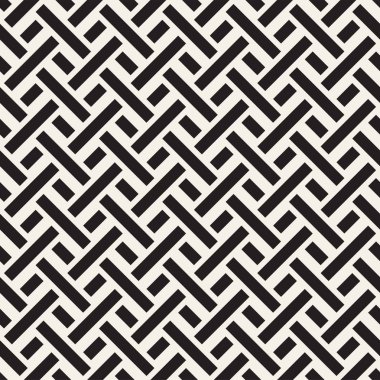 Satırları labirent kafes titreşim. Etnik tek renkli doku. Vektör sorunsuz siyah-beyaz desen