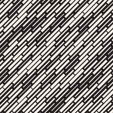 Vektör sorunsuz siyah ve beyaz düzensiz çizgi dikdörtgen ızgara desen. Geometrik arka plan tasarlamak