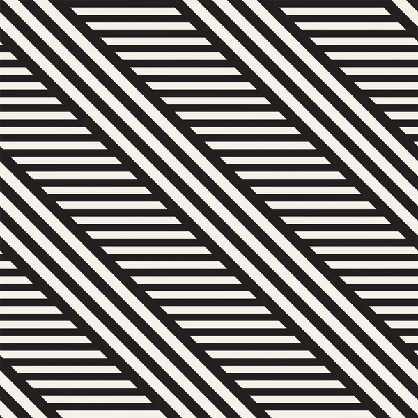 Interlacing Parallel  Stripes. Vector Seamless Monochrome Pattern. — Stock Vector