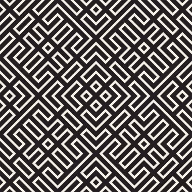 Simetrik çizgileri kafes ile geometrik etnik köken. Vektör soyut Seamless Modeli.