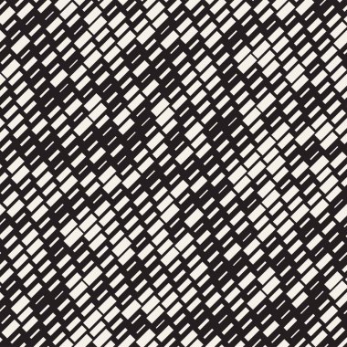 Vektör sorunsuz siyah ve beyaz düzensiz çizgi dikdörtgen ızgara desen. Trendy tek renkli doku.