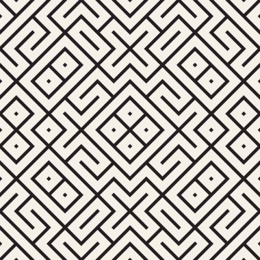 Simetrik çizgileri kafes ile geometrik etnik köken. Vektör soyut Seamless Modeli.