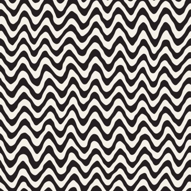 Sorunsuz dalgalı el çekilmiş çizgili desen. Yinelenen vektör doku.