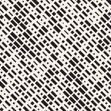 Vektör sorunsuz siyah ve beyaz düzensiz çizgi dikdörtgen ızgara desen. Geometrik arka plan tasarlamak