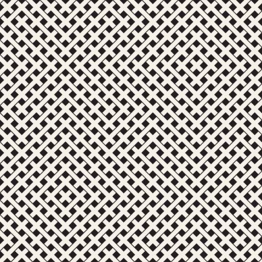 Seamless Modeli Örgü. Kesişen çizgiler kafes, arka plan örgü. Siyah ve beyaz geometrik vektör çizim.