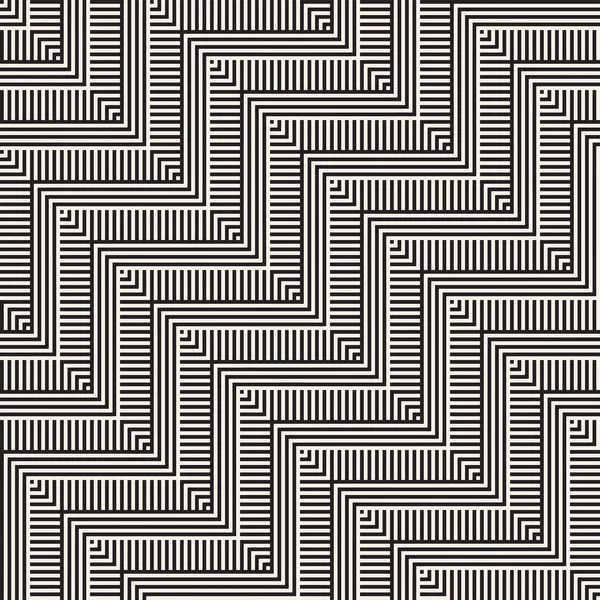 Abstracte Zigzag parallelle strepen. Vector naadloze patroon. Herhalende Monochrome achtergrond — Stockvector