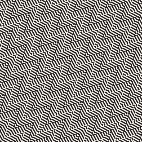 Abstract ZigZag Parallel Stripes. Vector Seamless Pattern. Repeating Monochrome Background — Stock Vector