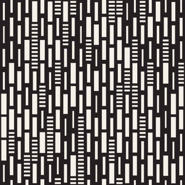 Vektör sorunsuz siyah ve beyaz düzensiz çizgi dikdörtgen ızgara desen. Trendy tek renkli doku.