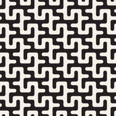 Labirent karışık satırları çağdaş grafik. Geometrik arka plan tasarlamak. Vektör sorunsuz siyah-beyaz desen.