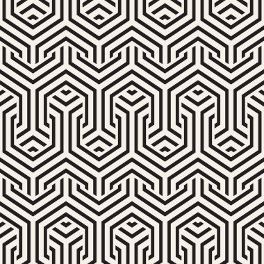 Vektör satırları desen titreşim sorunsuz. Modern şık doku. Altıgen kafes ile geometrik arka plan yinelenen.