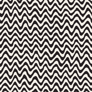 Sorunsuz dalgalı el çekilmiş çizgili desen. Soyut yinelenen vektör doku.