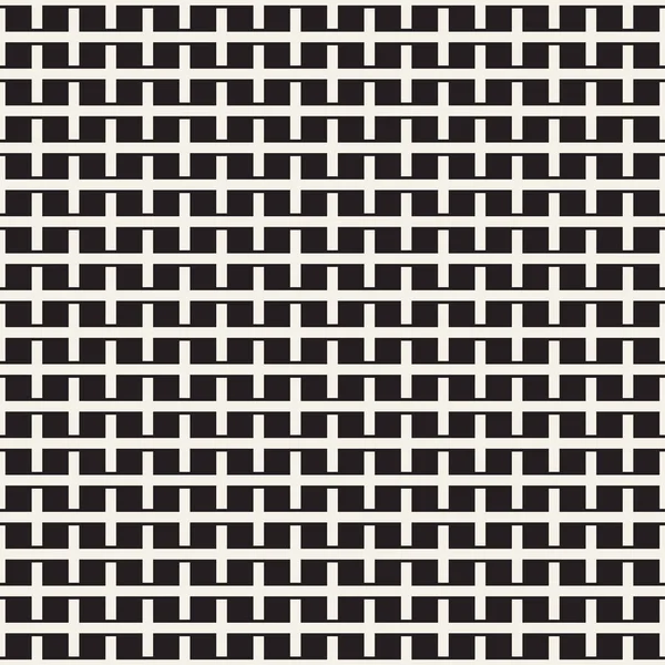 Weave Seamless Pattern. Stylish Repeating Texture. Black and White Geometric Vector Illustration. — Stock Vector