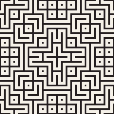 Simetrik çizgileri kafes ile geometrik etnik köken. Vektör soyut Seamless Modeli.