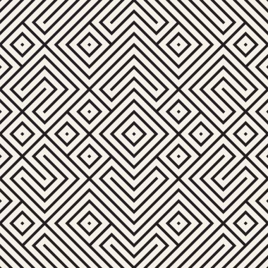Simetrik çizgileri kafes ile geometrik etnik köken. Vektör soyut Seamless Modeli.