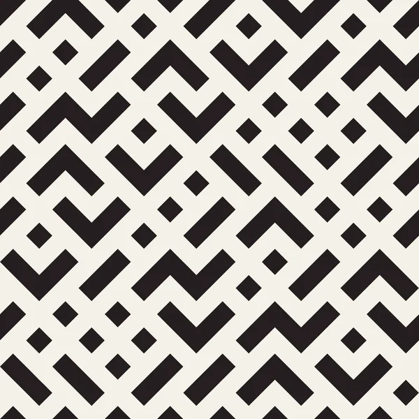Formas irregulares de labirinto Tiling Design Gráfico Contemporâneo. Padrão preto e branco sem costura vetorial — Vetor de Stock