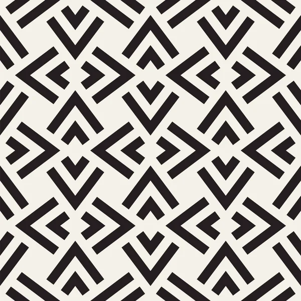 Geometric Ornament With Striped Rhombuses. Vector Seamless Monochrome Pattern — Stock Vector