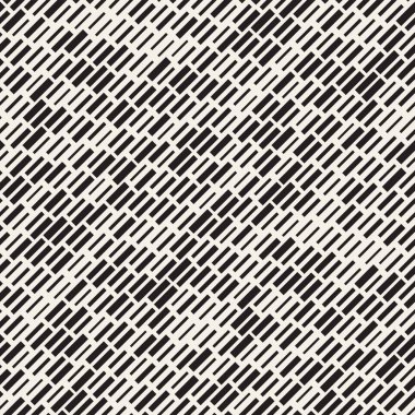 Vektör sorunsuz siyah ve beyaz düzensiz çizgi dikdörtgen ızgara desen. Trendy tek renkli doku.