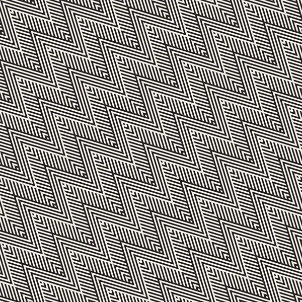 Abstrakte Zickzack-Parallelstreifen. Vektor nahtlose Muster. monochromen Hintergrund wiederholen — Stockvektor