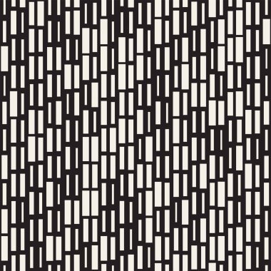 Vektör sorunsuz siyah ve beyaz düzensiz çizgi dikdörtgen ızgara desen. Trendy tek renkli doku.
