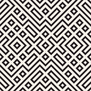 Simetrik çizgileri kafes ile geometrik etnik köken. Vektör soyut Seamless Modeli.