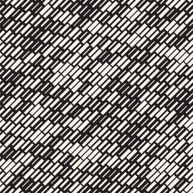 Vektör sorunsuz siyah ve beyaz düzensiz çizgi dikdörtgen ızgara desen. Trendy tek renkli doku.