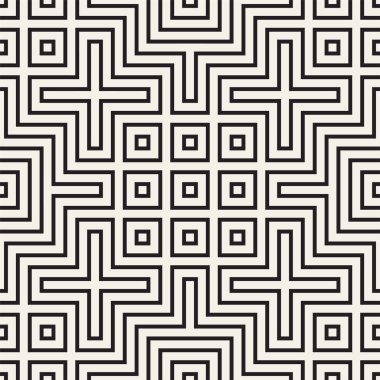 Simetrik çizgileri kafes ile geometrik etnik köken. Vektör soyut Seamless Modeli.