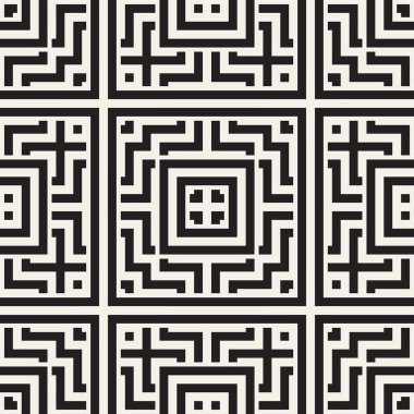 Labirent karışık satırları çağdaş grafik. Geometrik arka plan tasarlamak. Vektör Seamless Modeli.
