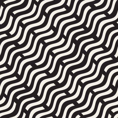 El dağınık dalgalı çizgiler tek renkli doku çekilmiş. Vektör sorunsuz siyah-beyaz desen