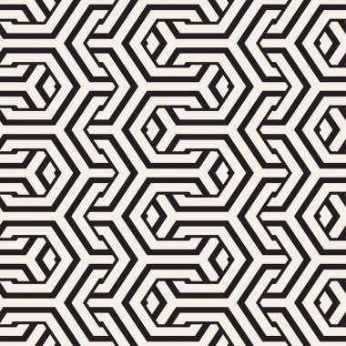 Vektör satırları desen titreşim sorunsuz. Altıgen kafes ile geometrik arka plan yinelenen.