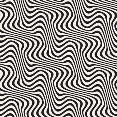 Dalgalı dalgalanma satırları. Vektör sorunsuz siyah-beyaz desen.