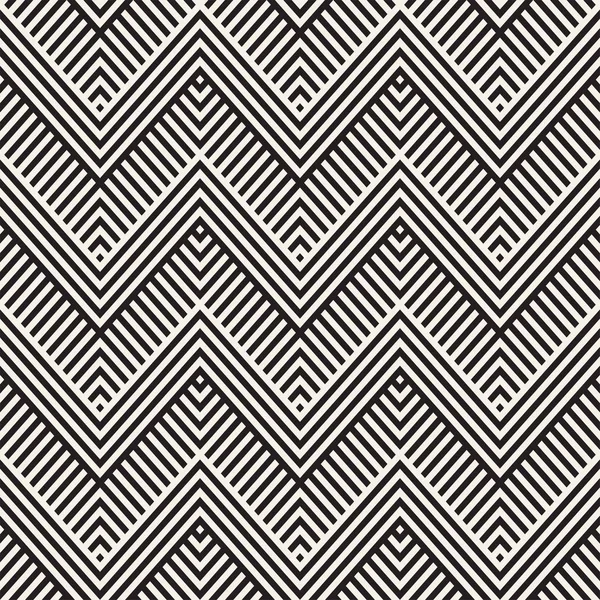 Abstract ZigZag Parallel Stripes. Vector Seamless Pattern. Repeating Monochrome Background — Stock Vector