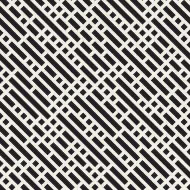 Çağdaş grafik tasarım döşeme düzensiz labirent şekiller. Vektör sorunsuz siyah-beyaz desen