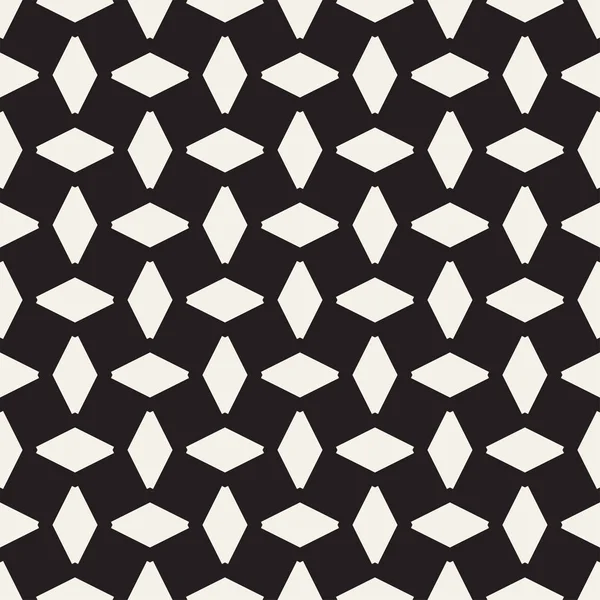 Adorno geométrico con rombos rayados. Patrón monocromático sin costura vectorial — Vector de stock