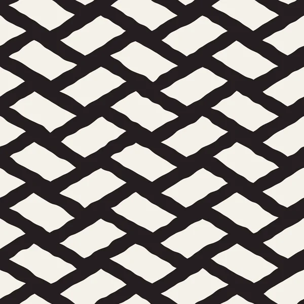 Rhombus Rough Hand Drawn Lines. Padrão preto e branco sem costura vetorial — Vetor de Stock