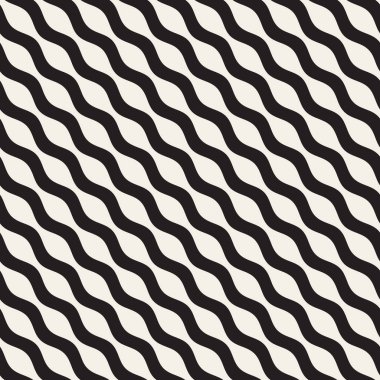 Dalgalı dalgalanma satırları. Vektör sorunsuz siyah-beyaz desen.