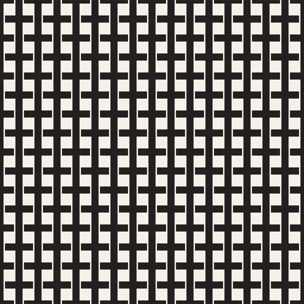 Weave Seamless Pattern. Braiding Background of Intersecting Stripes Lattice. Black and White Geometric Vector Illustration. — Stock Vector