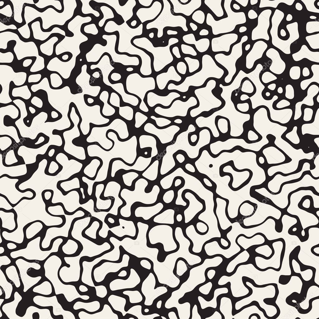 Noise Grunge Abstract Texture. Vector Seamless Black And White Pattern.