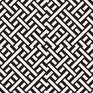 Satırları labirent kafes titreşim. Etnik tek renkli doku. Vektör sorunsuz siyah-beyaz desen