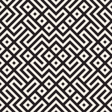 Simetrik çizgileri kafes ile geometrik etnik köken. Vektör soyut Seamless Modeli.