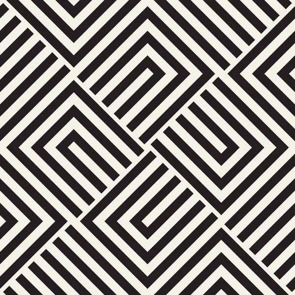 Repeating Geometric Stripes Tiling. Vector Seamless Monochrome Pattern — Stock Vector