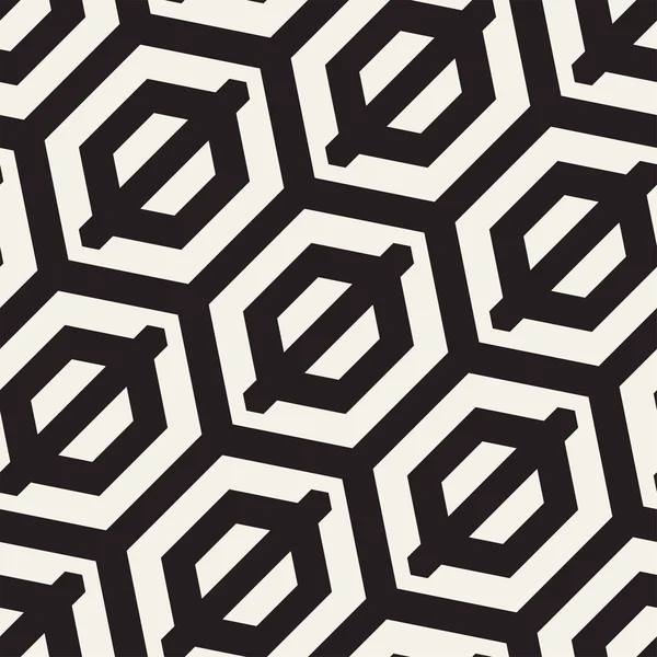 Patrón sin costura vectorial. Repeating Lattice Abstract Background. Rejilla lineal de elementos hexagonales rayados . — Archivo Imágenes Vectoriales