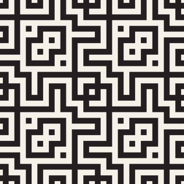 Labirent karışık satırları çağdaş grafik. Geometrik arka plan tasarlamak. Vektör Seamless Modeli.