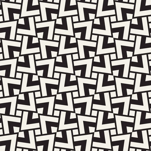 Geometric Ornament With Striped Rhombuses. Vector Seamless Monochrome Pattern — Stock Vector