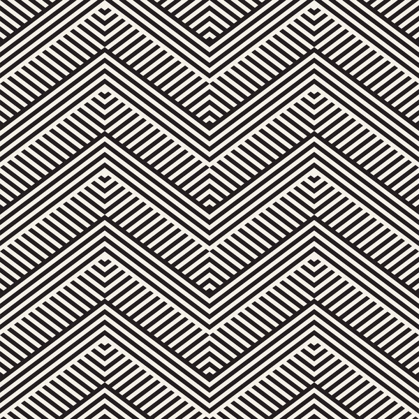 Abstract ZigZag Parallel Stripes. Vector Seamless Pattern. Repeating Monochrome Background