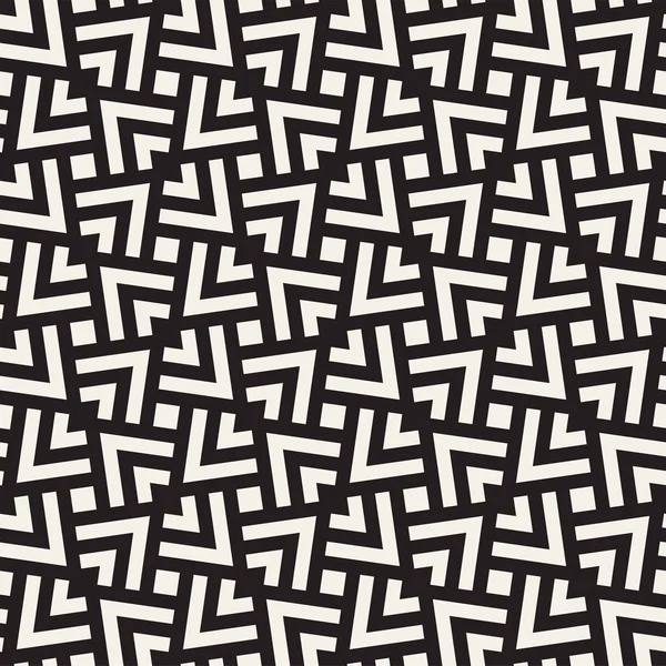 Geometric Ornament With Striped Rhombuses. Vector Seamless Monochrome Pattern — Stock Vector