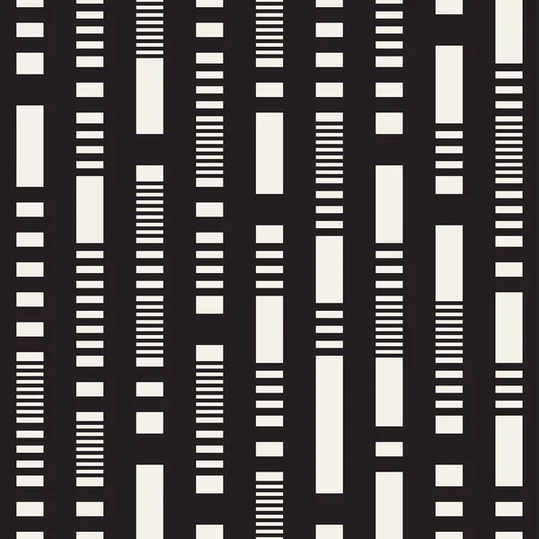 Black and White Irregular Dashed Lines Pattern. Abstract Vector Seamless Background — Stock Vector