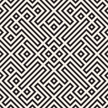 Simetrik çizgileri kafes ile geometrik etnik köken. Vektör soyut Seamless Modeli.